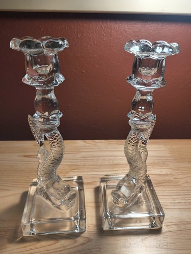 Pair vintage clear glass - of,